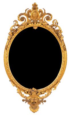 Appraisal: A mid th Century oval wall mirror the gilded frame