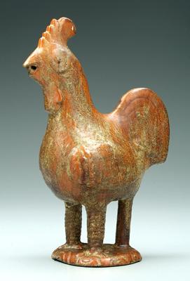 Appraisal: Stoneware rooster surface detailed mottled orange and green glaze in