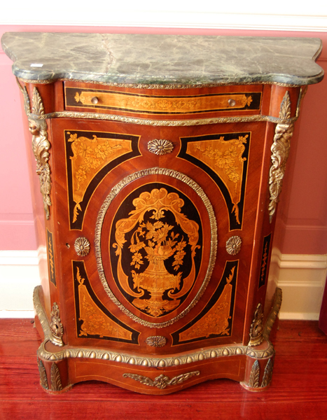 Appraisal: A LOUIS XV STYLE GILT METAL KINGWOOD AND MARQUETRY SIDE