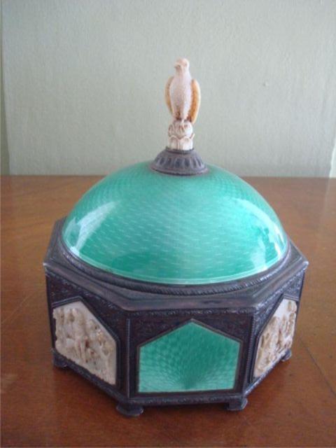 Appraisal: Silver Enameled and Ivory Box Possibly Russian with ivory sections