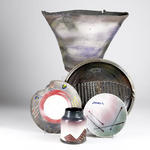 Appraisal: STUDIO POTTERY Five pieces include Maisha Dickman monumental ceramic bowl