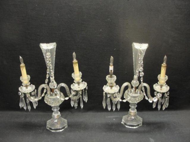 Appraisal: pairs of Glass Girondelles One with a plume crown From