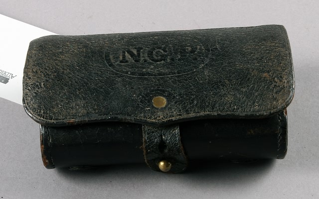 Appraisal: Circa NGP Cartridge Box black leather with Watervliet Arsenal A