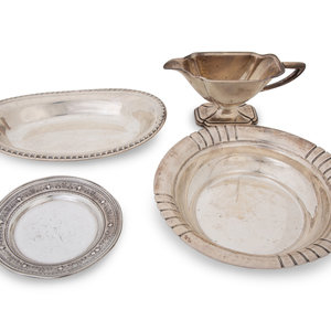 Appraisal: Four American Silver Serving Pieces TH CENTURY comprising a sauce