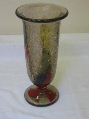 Appraisal: AN ART GLASS VASE with flared rim the crackled glass