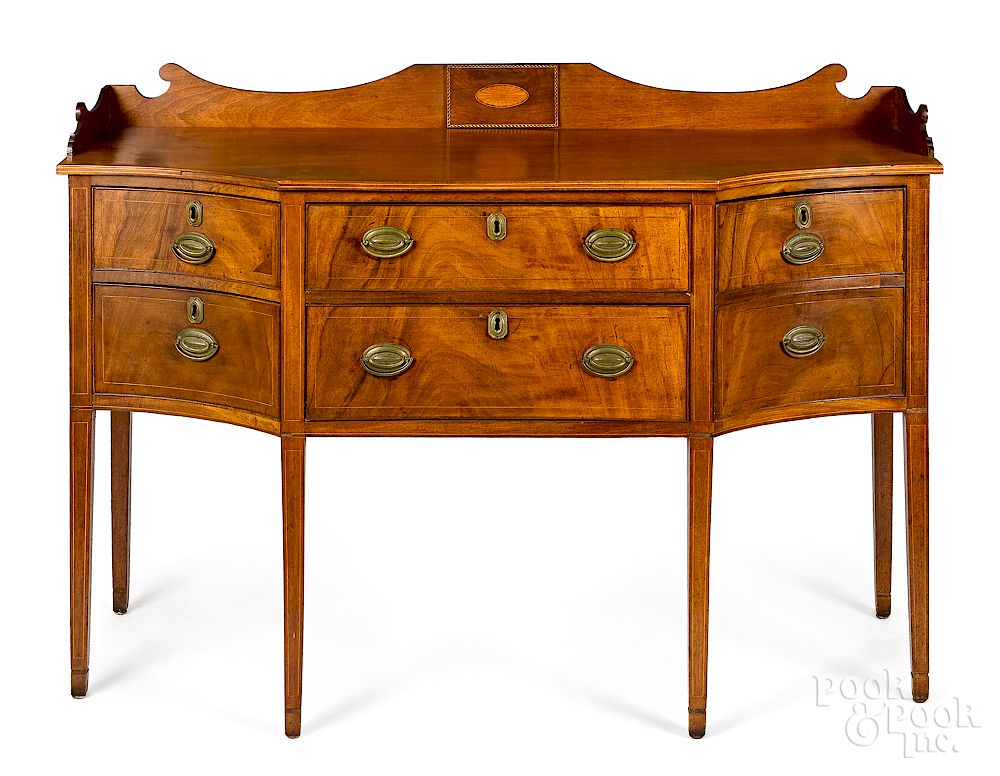 Appraisal: Delicate New England Federal mahogany sideboard Exclusive on Bidsquare Delicate