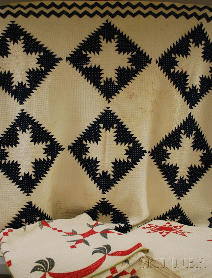 Appraisal: Three Hand-stitched Pieced Cotton Quilts