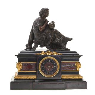 Appraisal: J E Caldwell gilt bronze marble figural clock J E