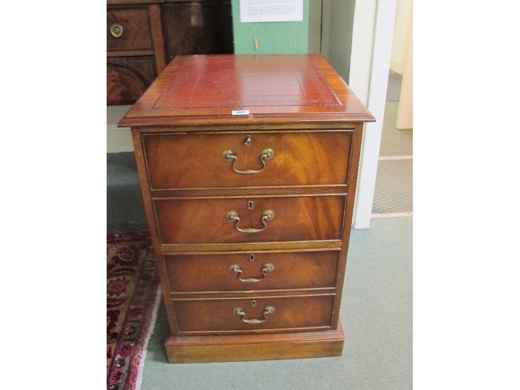 Appraisal: Reproduction four drawer filing cabinet with leather tooled top