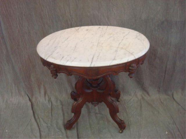 Appraisal: Victorian Marbletop Oval Center Table From an East th Street