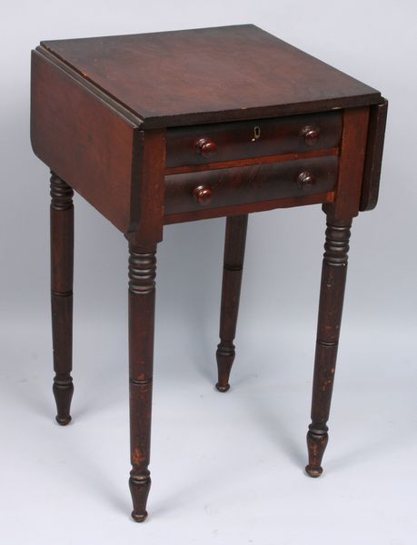 Appraisal: th Century Federal mahogany two drawer stand having drop leaves