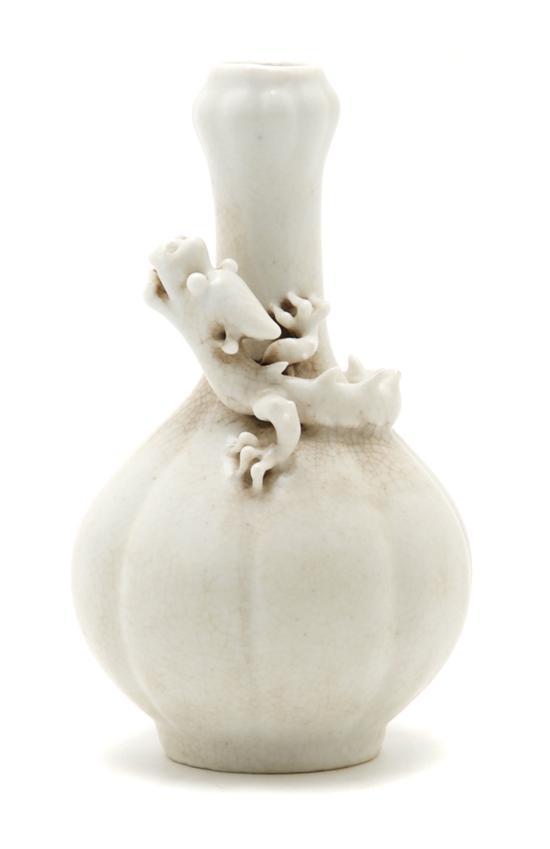 Appraisal: Chinese Garlic Head Vase having applied dragon on shoulder having