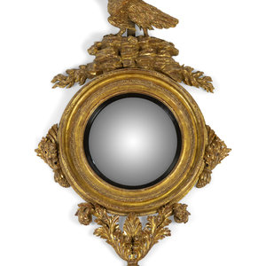 Appraisal: An Irish Giltwood Convex Mirror EARLY TH CENTURY Height approx