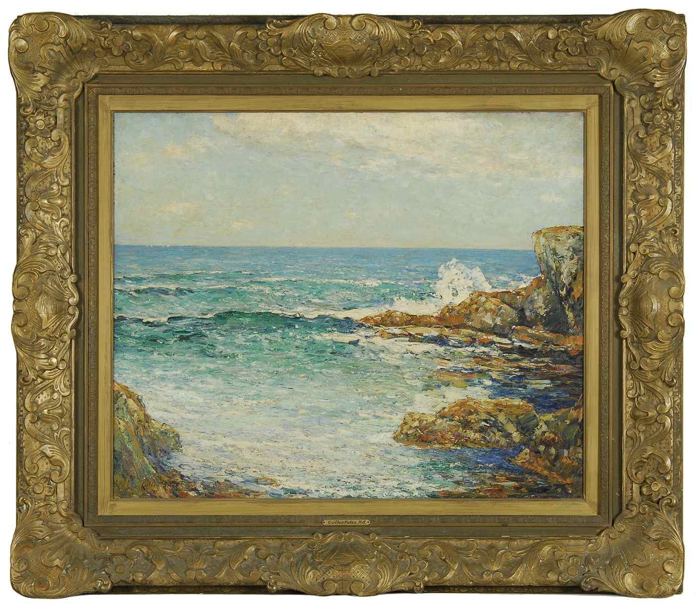 Appraisal: OWEN CULLEN YATESAmerican - Rocky coastal seascape Signed lower left