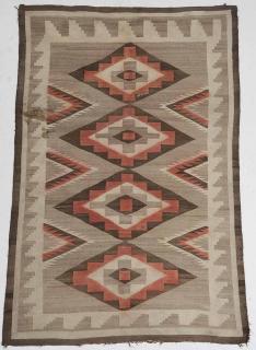 Appraisal: Navajo Rug four stepped edge diamonds on brown ground in