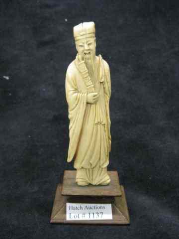 Appraisal: Carved Ivory Figurine of an Immortal '' plus wooden stand