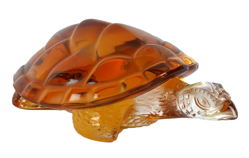 Appraisal: LALIQUE MOLDED AMBER GLASS TURTLE FIGUREsigned Lalique France Provenance The