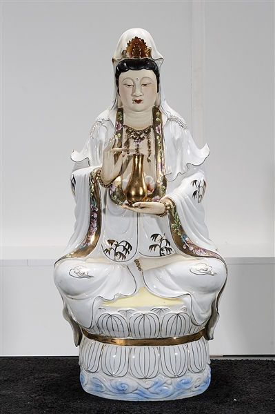 Appraisal: Chinese enameled porcelain seated Guanyin x x approx condition minor