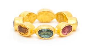 Appraisal: A Karat Yellow Gold and Fancy Sapphire Eternity Band dwts