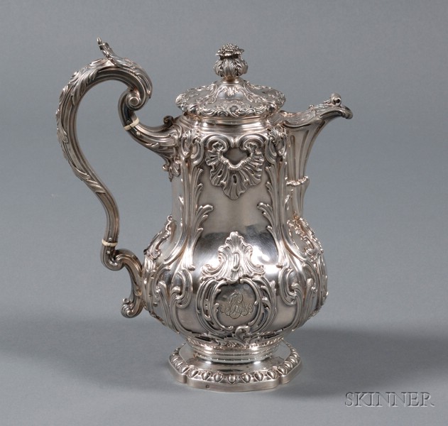 Appraisal: Odiot Silver Coffeepot Paris c balustroid with short spout and