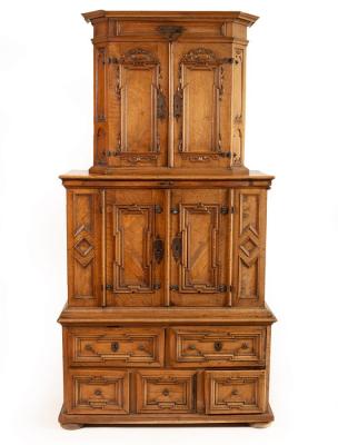 Appraisal: A th Century Swiss walnut and burr walnut three-tier cabinet