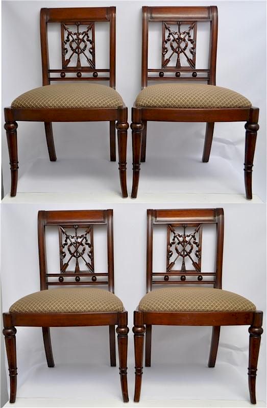 Appraisal: ARDLEY HALL MAHOGANY REGENCY CHAIRS - ARROW Four Ardley Hall