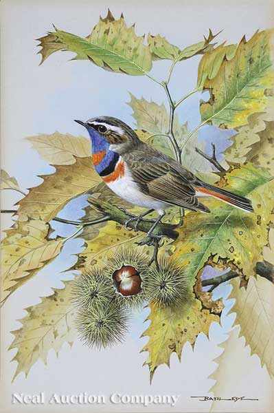 Appraisal: Basil Ede English b Skylark and Bluethroat both watercolor on