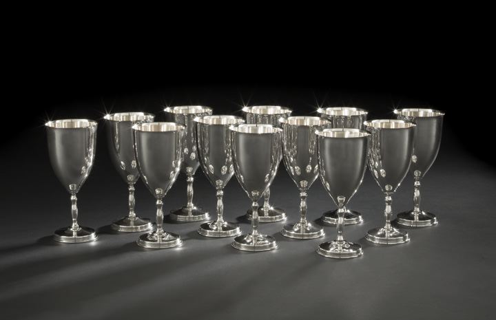 Appraisal: Set of Twelve Mexican Sterling Silver Goblets third quarter th