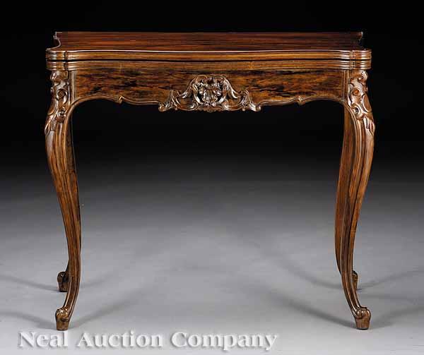 Appraisal: An American Rococo Carved Rosewood Games Table mid- th c