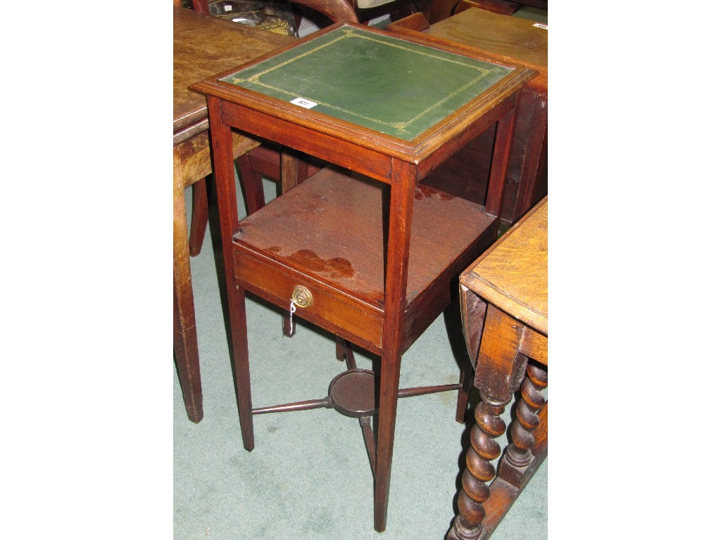 Appraisal: Mahogany leather topped three tier washstand