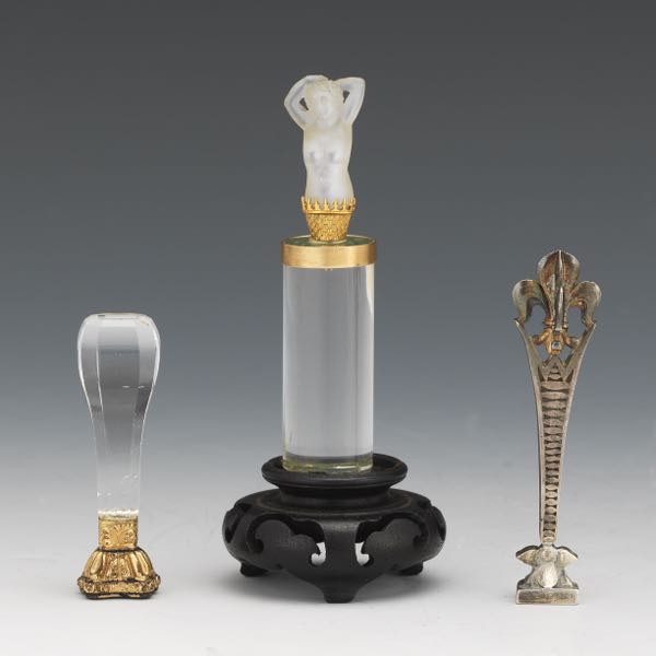 Appraisal: GROUP OF THREE WAX SEALS First a cut crystal handle