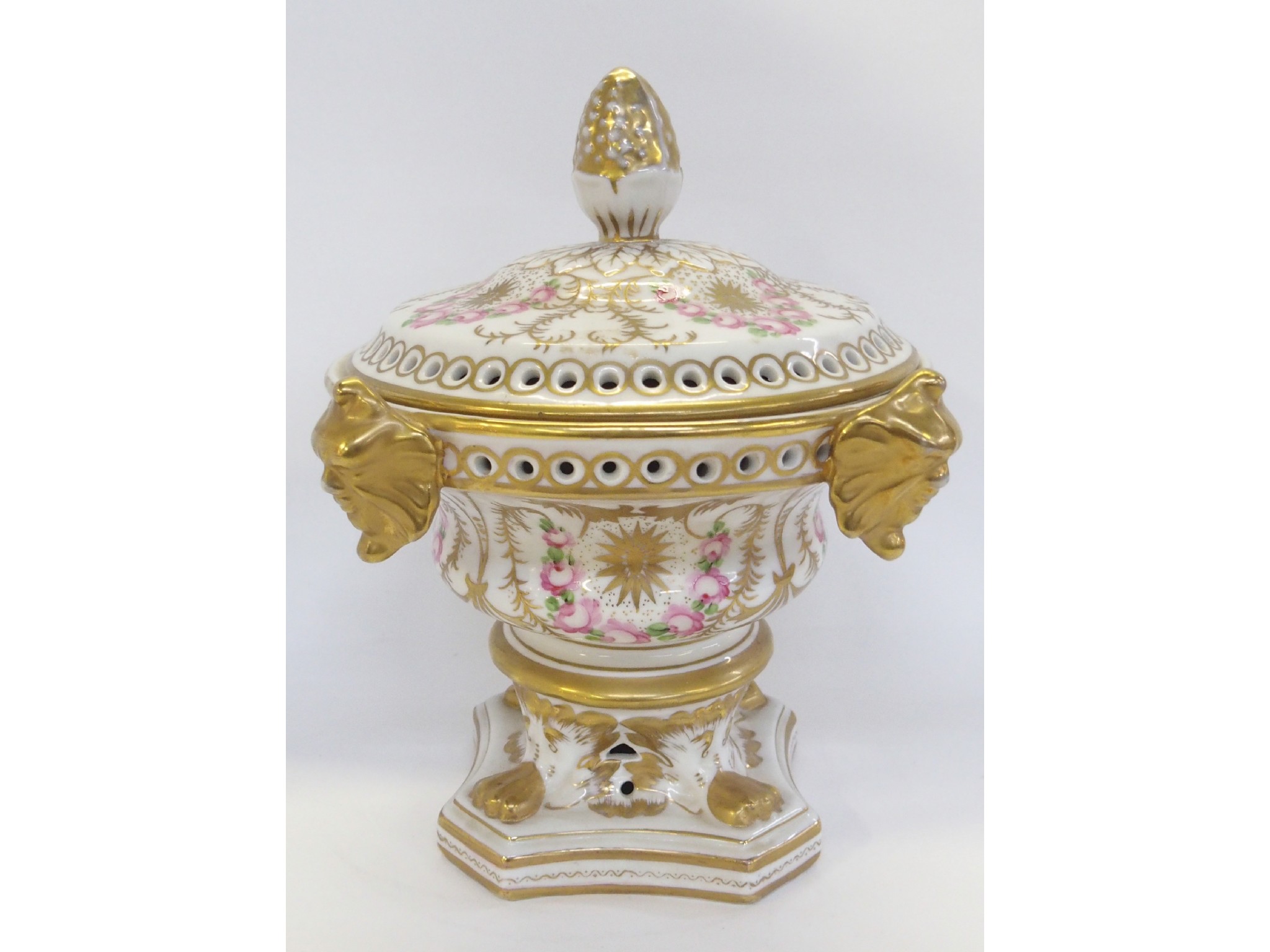 Appraisal: Continental painted porcelain lidded jar on quadripartite base