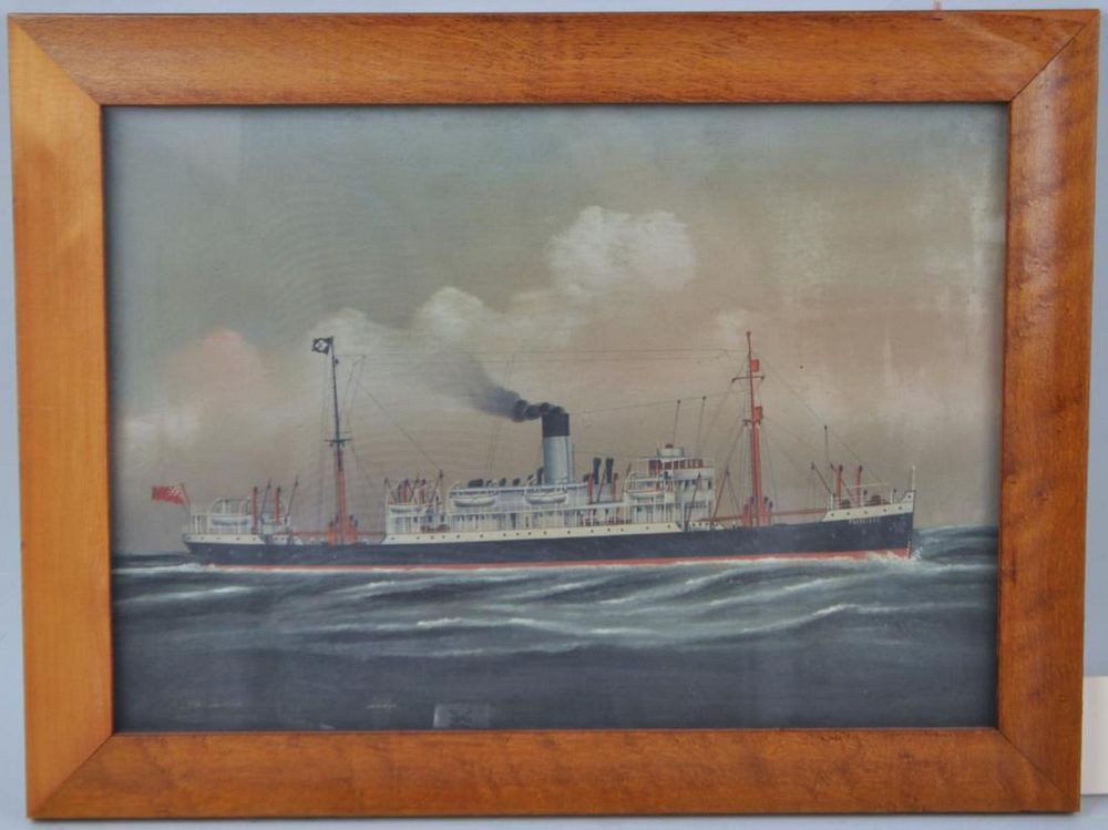 Appraisal: Marine Painting Steamship Teiresias O C franed under glass not