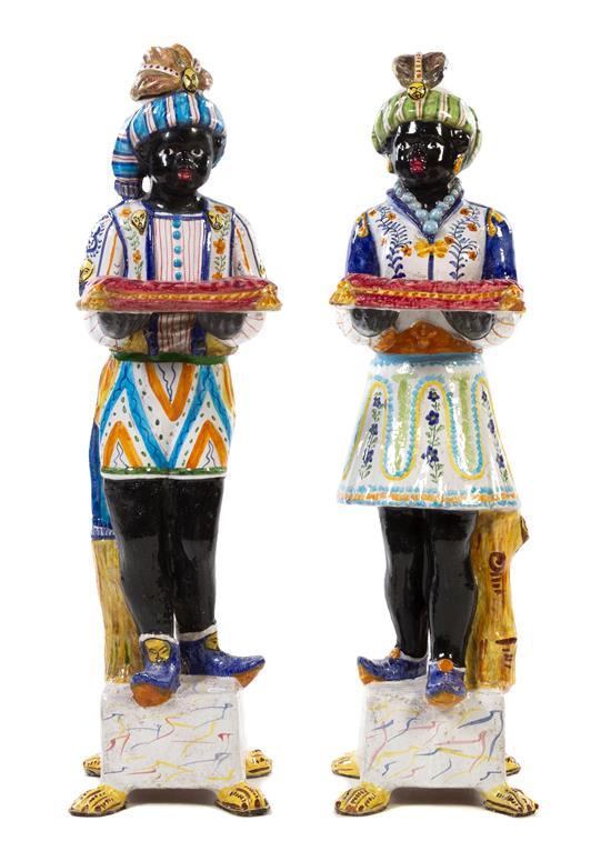 Appraisal: Sale Lot A Pair of Italian Ceramic Blackamoors th th