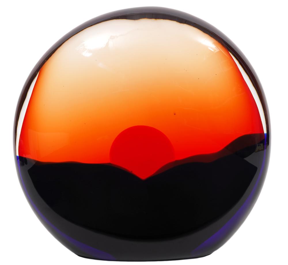 Appraisal: STEFANO TOSO MURANO GLASS 'SUNSET' SCULPTUREStefano Toso Italy Born Disc