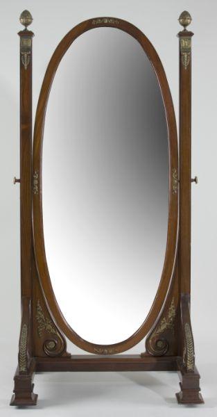 Appraisal: French Empire Revival Cheval Mirror early th c mahogany and