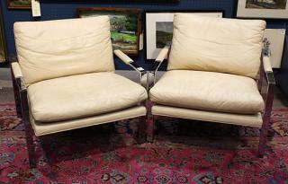 Appraisal: Pair of lounge chairs attributed to Milo Baughman each having