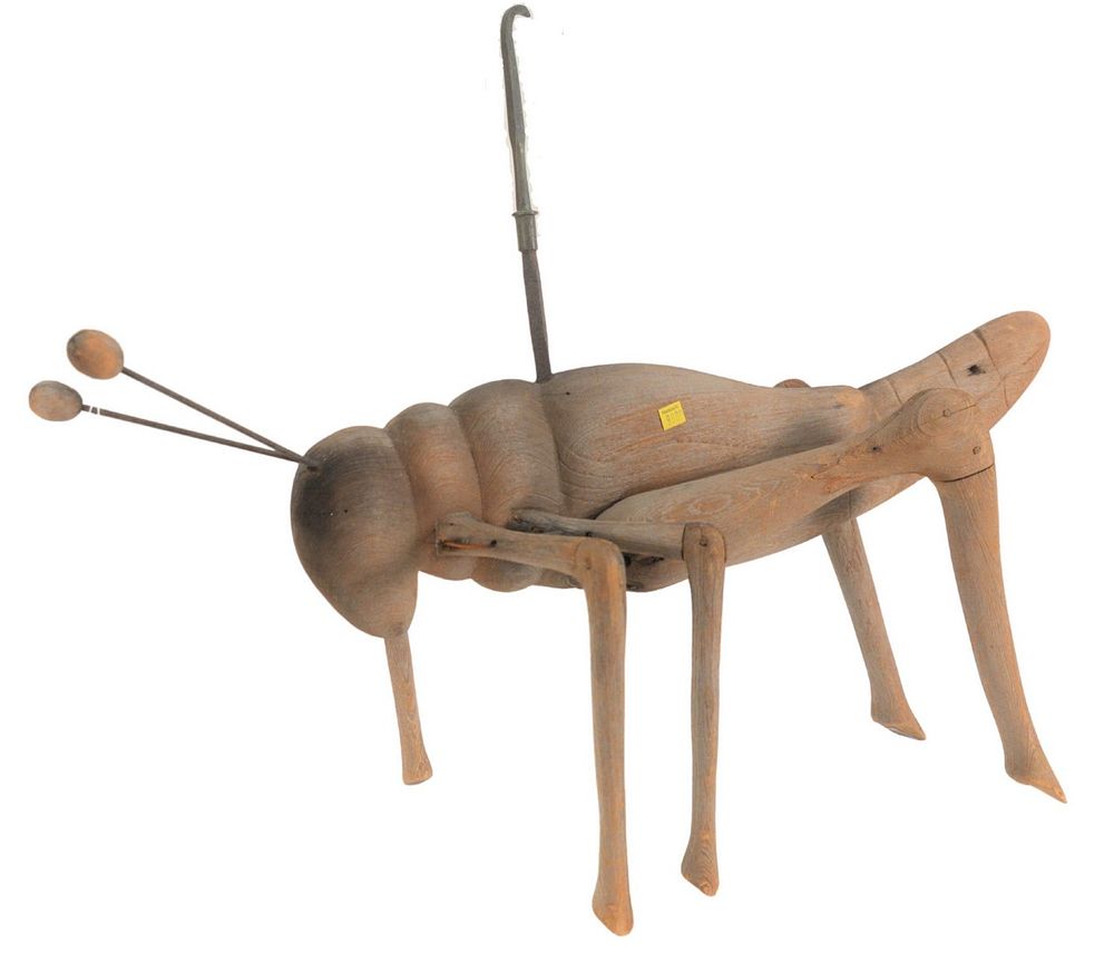 Appraisal: Carved Folk Art Grasshopper Weathervane having carved and weathered wood