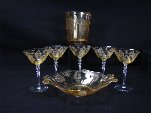 Appraisal: Group of Yellow Depression Glassware including ice bucket five sherbet