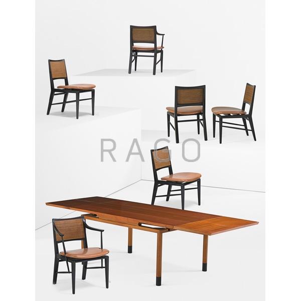 Appraisal: EDWARD WORMLEY DUNBAR Dining table and six chairs Condition Report