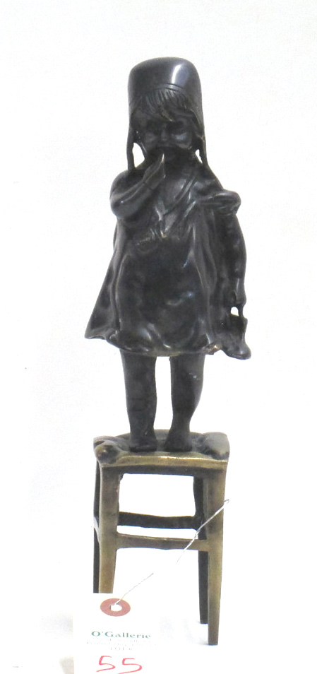 Appraisal: AFTER JUAN CLARA BRONZE FIGURE Spain - Little girl standing