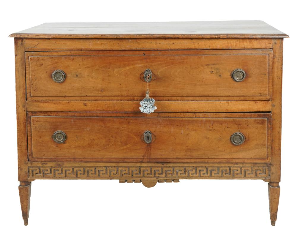 Appraisal: CONTINENTAL NEOCLASSIC COMMODE th century with two drawers Condition slight