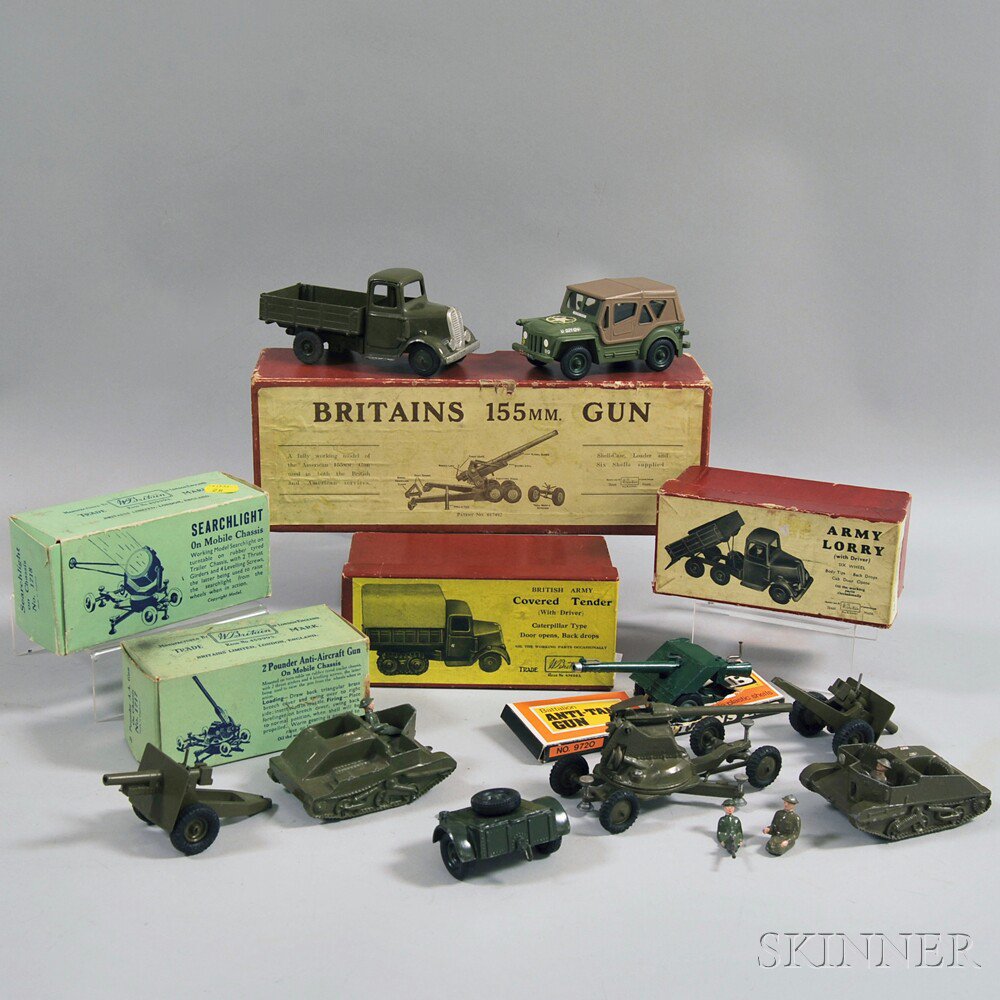 Appraisal: Group of Britains Ltd Painted Metal Army Vehicles and Equipment