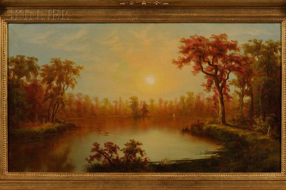 Appraisal: William H Langworthy American th Century Lake View at Sunset