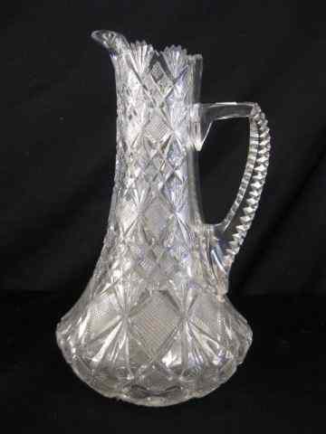 Appraisal: Cut Glass Champagne Pitcher brilliant period elaborate diamond fan eight