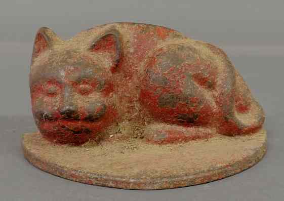 Appraisal: Victorian cast iron recumbent cat doorstop h x w x