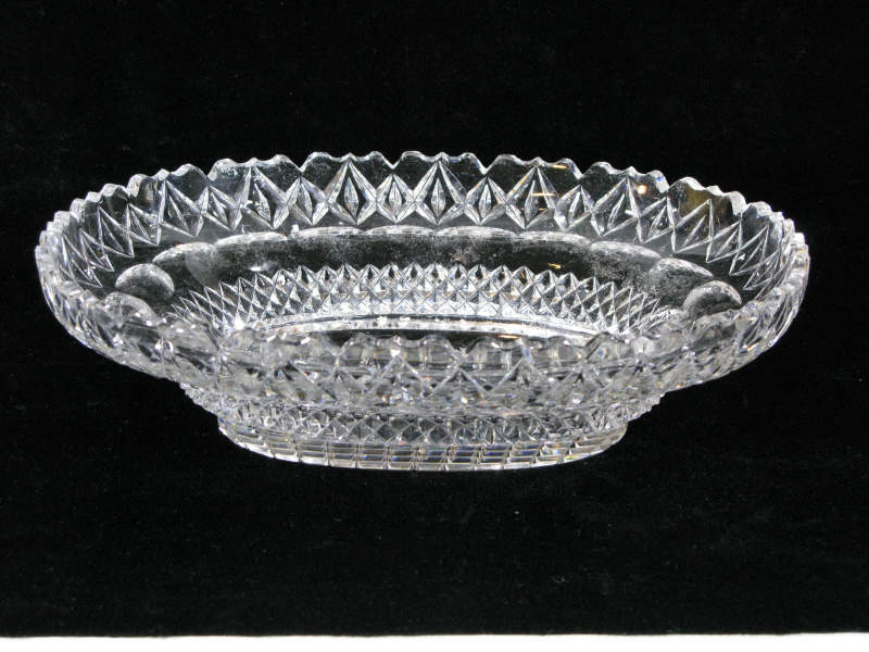 Appraisal: Cut Glass Center Bowl oblong shape with wide flaring diamond