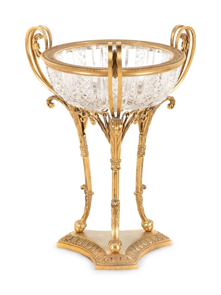 Appraisal: A Neoclassical Gilt Bronze and Leaded Glass Compote A Neoclassical