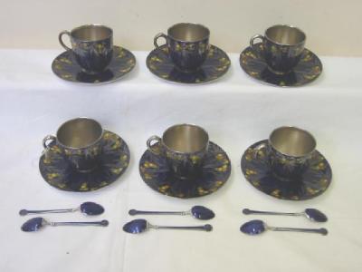 Appraisal: A SET OF SIX ART DECO WORCESTER PORCELAIN COFFEE CUPS