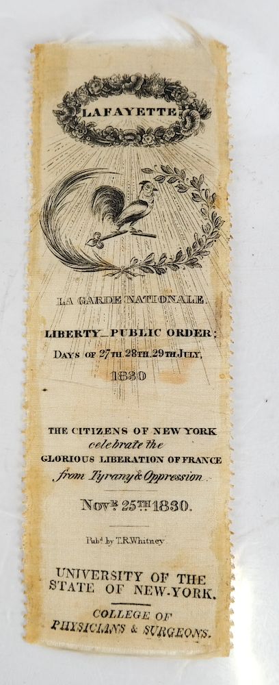 Appraisal: Lafayette Ribbon - NY Celebrates French Liberation Local NY issue